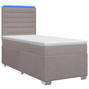 vidaXL Boxmadras med topmadras med hovedg&aelig;rde Gr&aring;brun 80 x 200 cm Stof