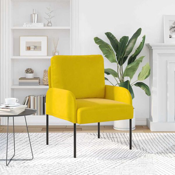 vidaXL Sofaer med pude 55cm Gul Krydsfin&eacute;r