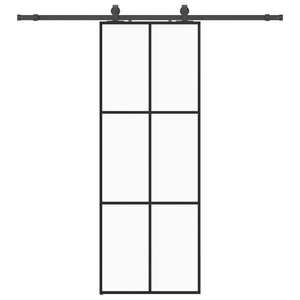 vidaXL skyded&oslash;r med hardwares&aelig;t 76x205 cm ESG glas sort