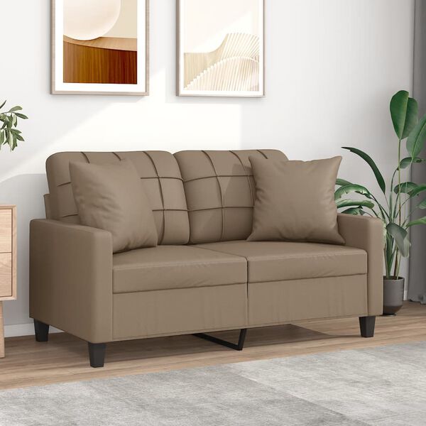 vidaXL 2-personers sofa med pyntepuder 120 cm kunstl&aelig;der cappuccino
