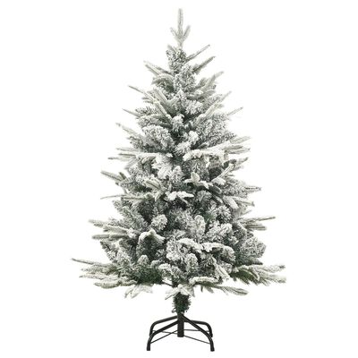 vidaXL kunstigt juletræ m. LED og kuglesæt + puddersne PVC PE 120 cm
