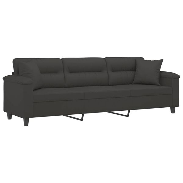 vidaXL 3-personers sofa m. puder hynder 210 cm mikrofiberstof m&oslash;rkegr&aring;