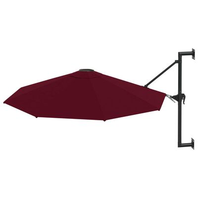 vidaXL væghængt parasol med metalstang 300 cm bordeauxfarvet