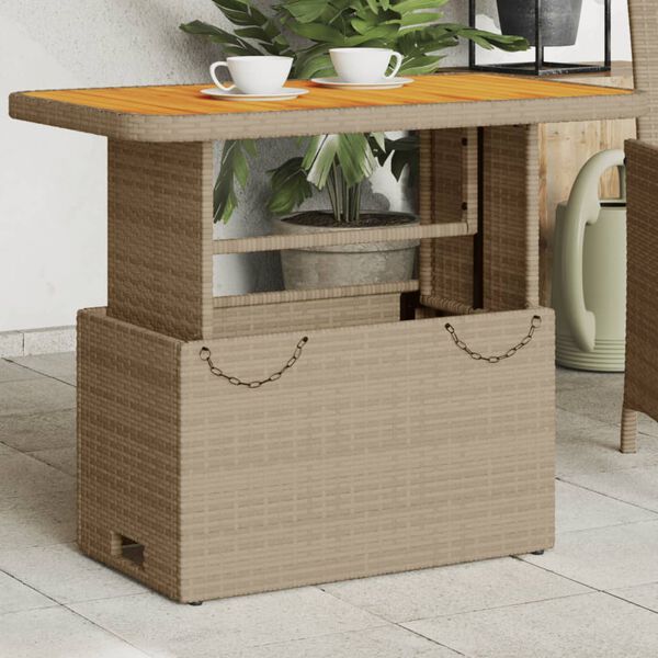 vidaXL havebord 90x55x71 cm polyrattan og akacietr&aelig; beige