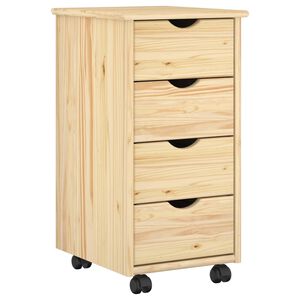 vidaXL Rullende skab med hjul Brun 65,5 x 34 x 39 cm Massivt fyrretr&aelig;