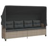 vidaXL loungesofa med baldakin og hynder polyrattan lysegr&aring;