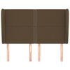 vidaXL sengegavl med kanter 147x23x118/128 cm stof m&oslash;rkebrun