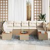 vidaXL Havesofa S&aelig;t med pude med opbevaring 8 pcs Beige Poly rattan