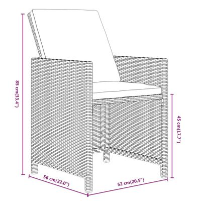 vidaXL spisebordssæt til haven 13 dele med hynder polyrattan grå