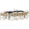 vidaXL Have Spisebordss&aelig;t med pude 9 pcs Beige polyrattan