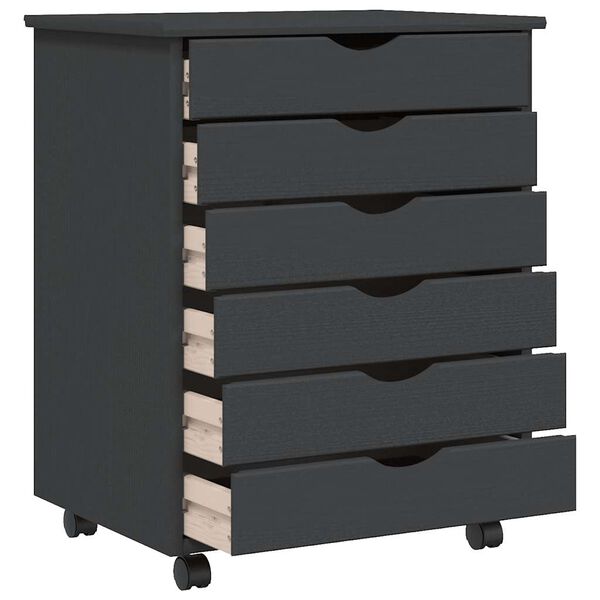 vidaXL skuffeskab MOSS massivt fyrretr&aelig; gr&aring;