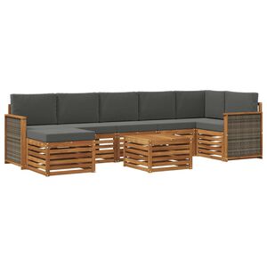 vidaXL Udend&oslash;rs sofagruppe med pude 7 pcs Naturlig og Antracit