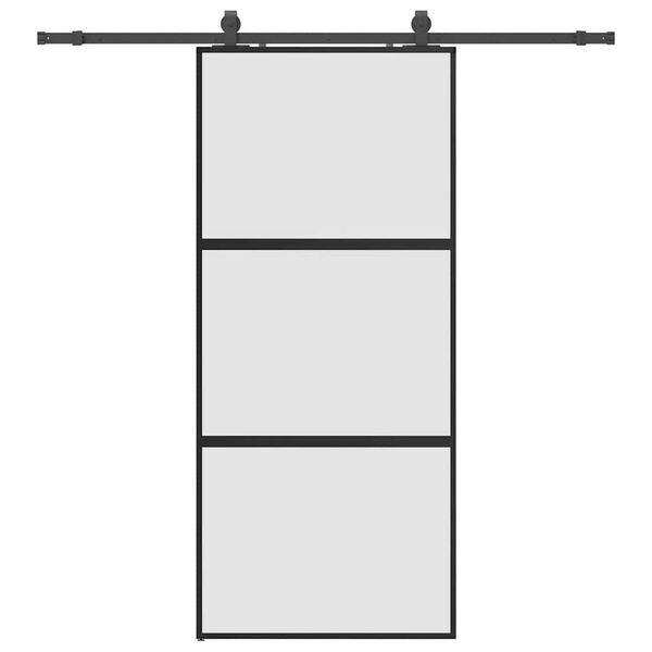 vidaXL skyded&oslash;r med hardwares&aelig;t 90x205 cm h&aelig;rdet glas sort