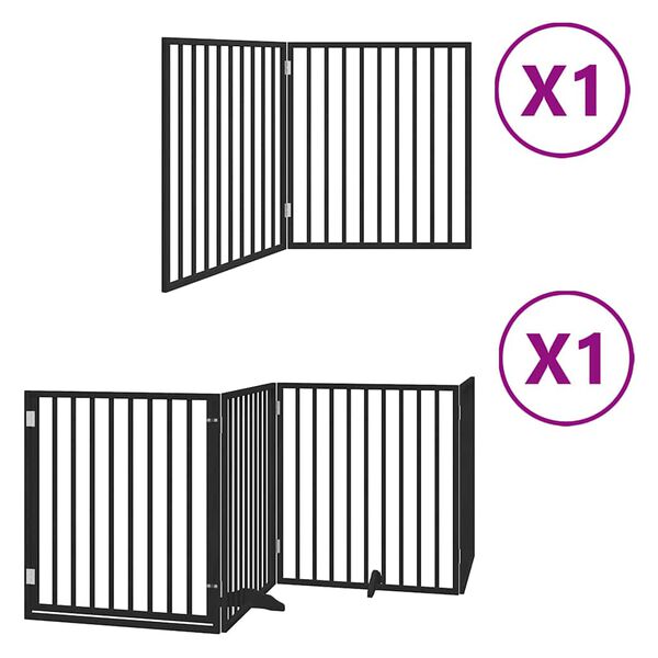 vidaXL hundel&aring;ge med d&oslash;r 6 paneler 480 cm foldbar poppeltr&aelig; sort
