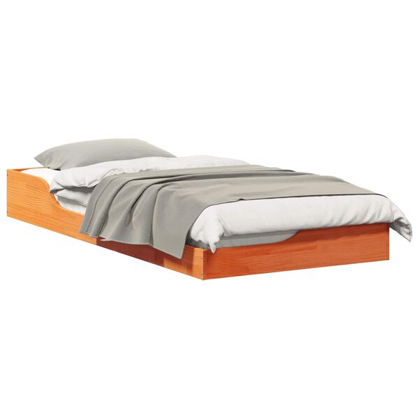 vidaXL Gulv seng ramme Gyldenbrun 80 x 200 cm Massivt fyrretr&aelig;