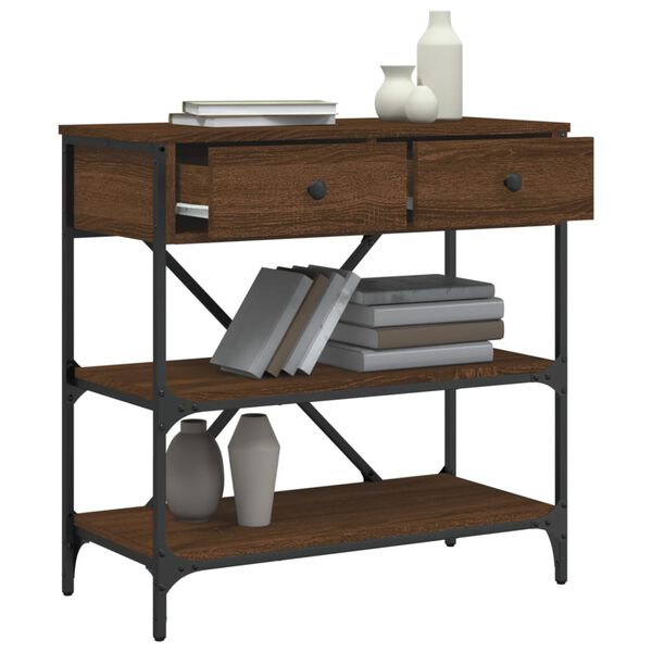 vidaXL konsolbord 75x34,5x75 cm konstrueret tr&aelig; brunt egetr&aelig;