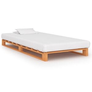 vidaXL palleseng massivt fyrretr&aelig; 90 x 200 cm brun