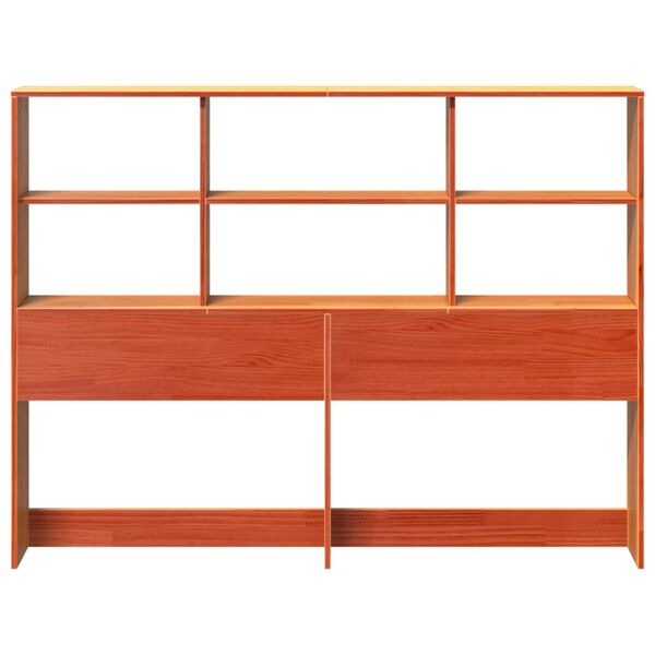 vidaXL sengegavl med opbevaring 120 cm massivt fyrretr&aelig; gyldenbrun