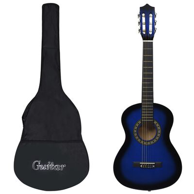 vidaXL klassisk guitar med taske for begyndere og børn 1/2 34" blå