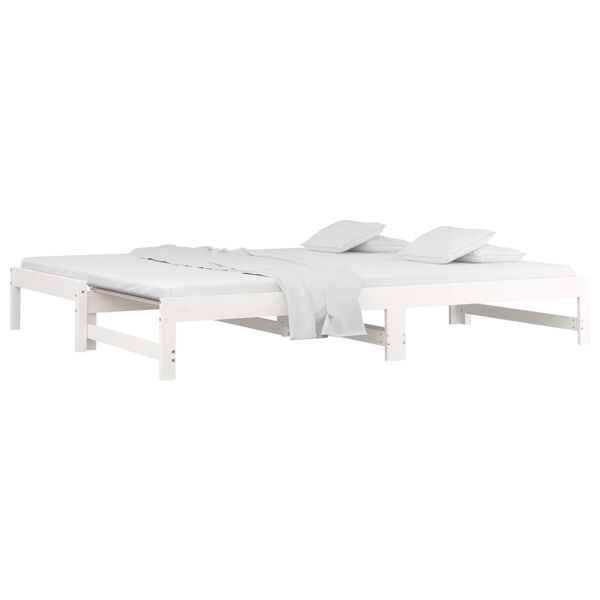 vidaXL daybed med udtr&aelig;k 2x(90x200) cm massivt fyrretr&aelig; hvid