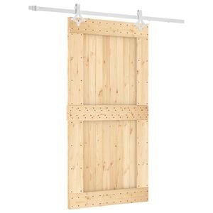 vidaXL Skyded&oslash;r Natur og hvid 100 x 210 cm Massivt Fyrretr&aelig;