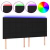 vidaXL sengegavl med LED-lys 160x5x118/128 cm stof sort