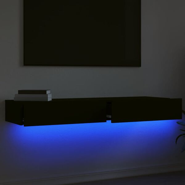 vidaXL tv-borde 2 stk. med LED-lys 60x35x15,5 cm sort