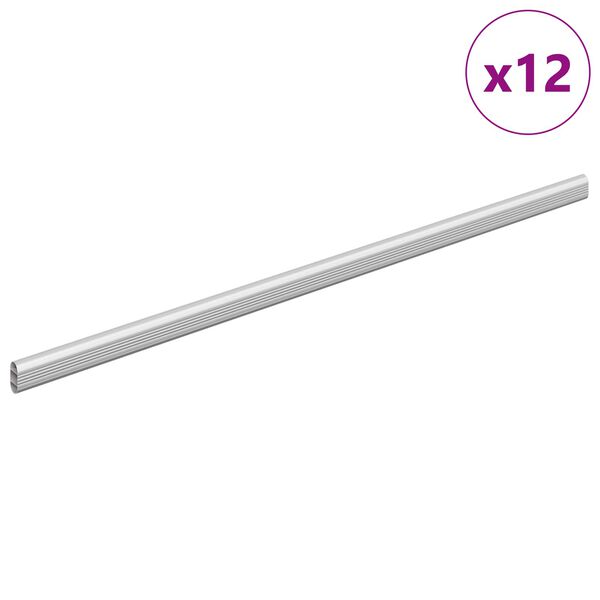 vidaXL Skab Stang 12 pcs S&oslash;lv 764 x 15 x 29 mm Aluminiumlegering
