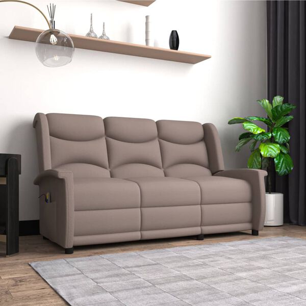 vidaXL 3-personers massagestol mikrofiberstof gråbrun