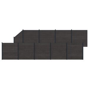vidaXL Hegnss&aelig;t 10 pcs 1657 x 186 cm WPC og Aluminium Sort