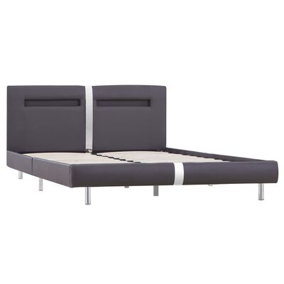 vidaXL sengestel med LED 140 x 200 cm grå kunstlæder