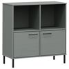 vidaXL bogskab med metalben OSLO 90x35x128,5 cm massivt tr&aelig; gr&aring;