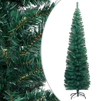 vidaXL smalt kunstigt juletræ med lys og kuglesæt 180 cm grøn
