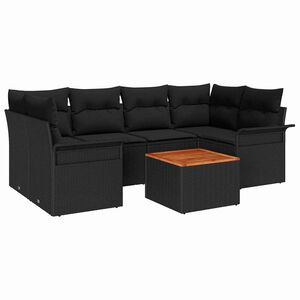vidaXL Havesofa S&aelig;t 7 stk. Sort polyrattan