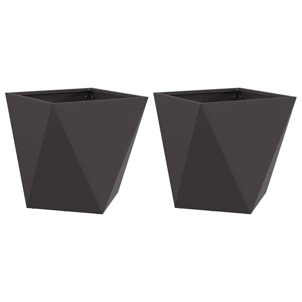 vidaXL Plantekasse 2 pcs Sort 50 x 50 x 50 cm St&aring;l