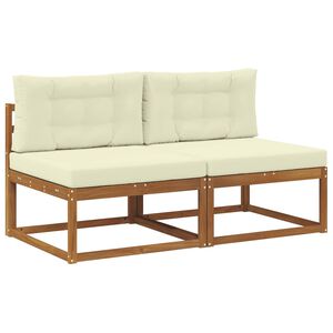 vidaXL Udend&oslash;rs Mellem Sofa med pude 2 Stk Naturfarvet