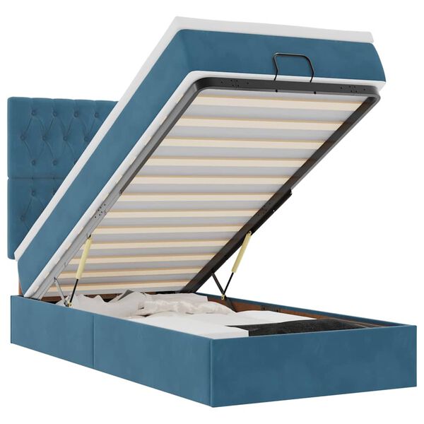 vidaXL osmannisk sengeramme med madrasser 90x200 cm fløjl mørkeblå