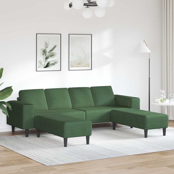 vidaXL Sofa med pude M&oslash;rkegr&oslash;n 250 x 188 x 76 cm Velourstof