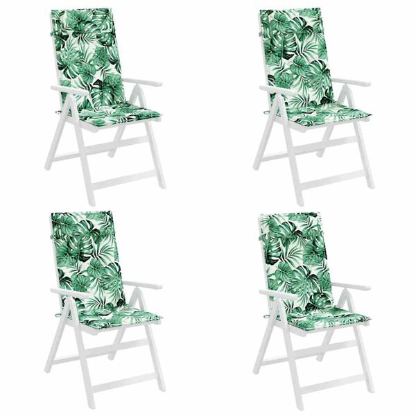 vidaXL stolehynder med h&oslash;j ryg 4 stk. oxfordstof bladm&oslash;nster