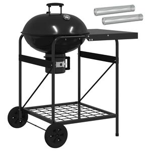 vidaXL Tr&aelig;kolgrill med r&oslash;gr&oslash;r 91 x 71 x 107 cm St&aring;l Sort