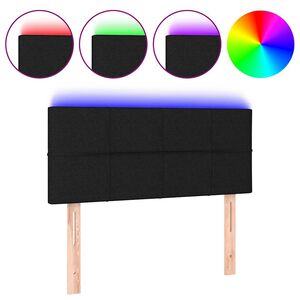 vidaXL sengegavl med LED-lys 80x5x78/88 cm stof sort