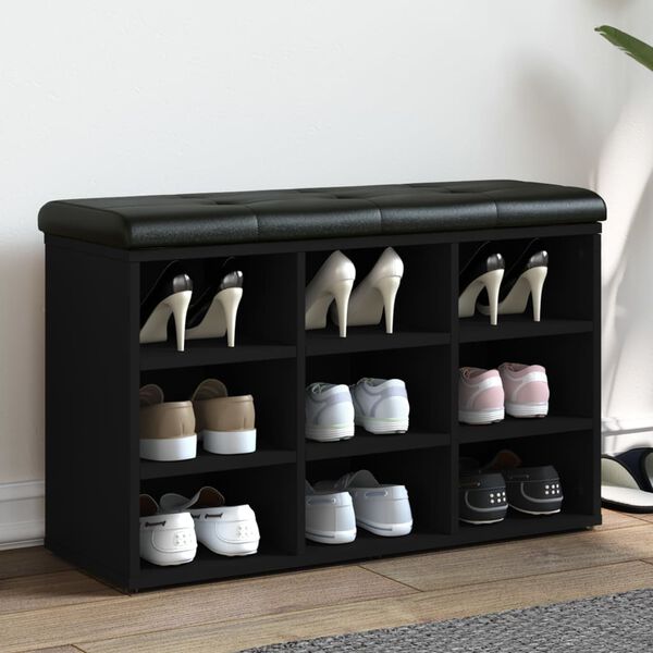 vidaXL skob&aelig;nk 82x32x50 cm konstrueret tr&aelig; sort