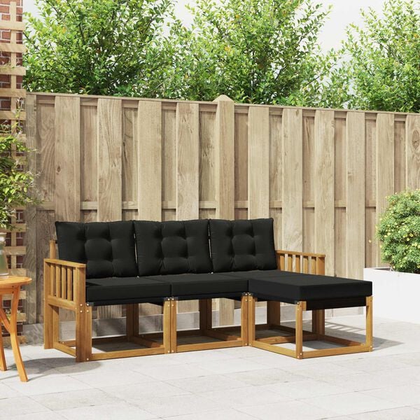 vidaXL Udend&oslash;rs sofagruppe med pude 4 pcs Naturlig og sort