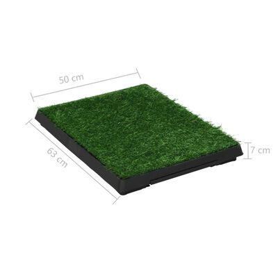 vidaXL kæledyrstoilet med bakke og kunstgræs 63x50x7 cm grøn