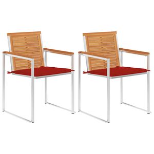 vidaXL havestole med hynder 2 stk. massivt akacietr&aelig; og st&aring;l