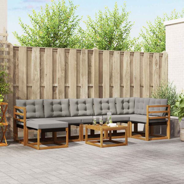 vidaXL Udend&oslash;rs sofagruppe med pude 8 pcs Naturlig og Lys Gr&aring;