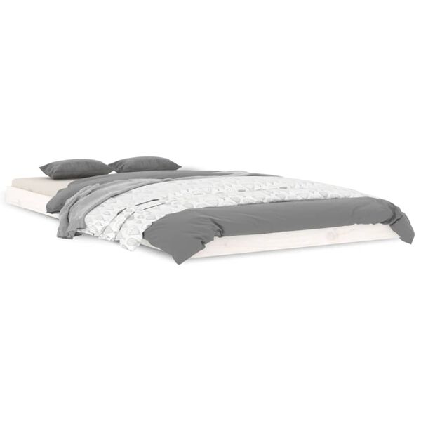 vidaXL sengeramme 100x200 cm massivt fyrretræ hvid