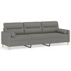 vidaXL 3-personers sofa med puder og hynder 210 cm stof m&oslash;rkegr&aring;