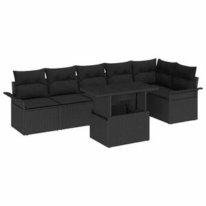 vidaXL Havesofa S&aelig;t 7 stk. Sort polyrattan