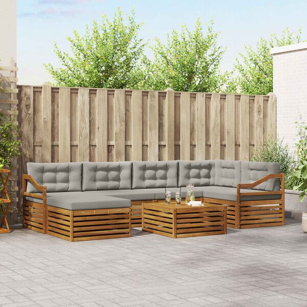 vidaXL Udend&oslash;rs sofagruppe med pude 7 pcs Naturlig og Lys Gr&aring;